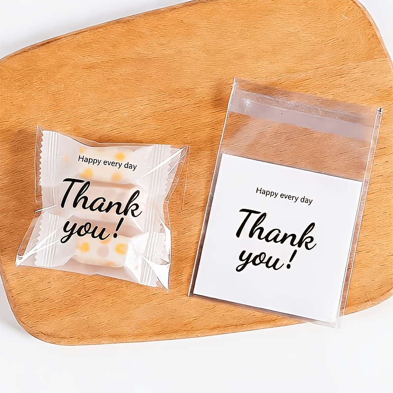 25pcs Thank You Plastic Gift Bags, Self-Sealing Design